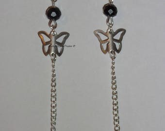 Butterfly and swarovski crystal earrings.