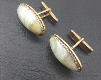 Goldplated vintage silver cufflinks with natural stones