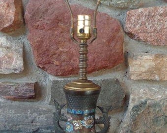 Vintage Asian Oriental Champleve Cloisonne Table Lamp Does Work