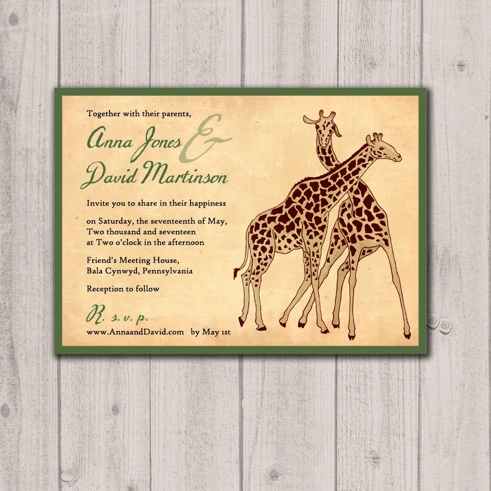 Zoo wedding invitations Giraffe Wedding Invitations Zoo or