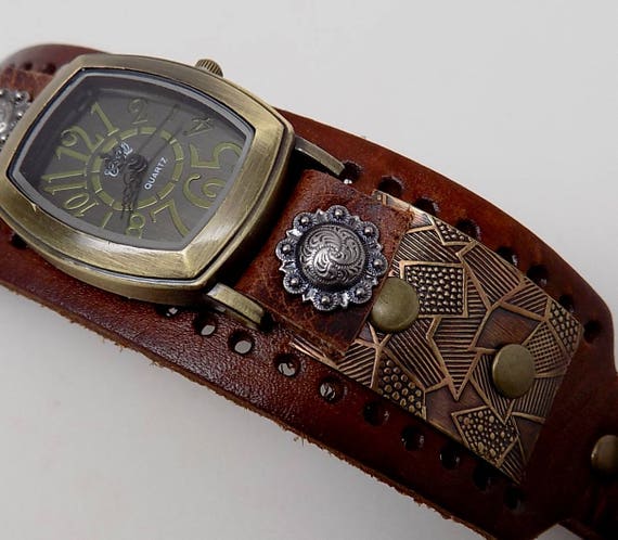 Women watch. wrist watch. leather cuff watch.steampunk watch by slotzkin steampunk buy now online