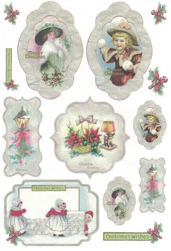 Made In Italy Rice Paper Decoupage Sheet Vintage Christmas
