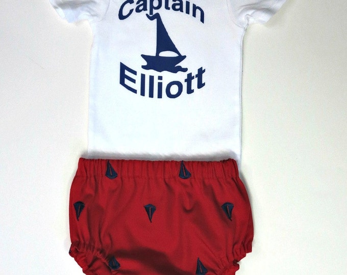 Baby Boy Clothes - Nautical Baby Shower - Newborn Photo Prop - New Baby Gift - Personalized Onesie - Sailing Boat - sizes Newborn to 24 mos