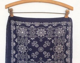Vintage Navy Blue Elephant Trunk Up Colorfast Bandana