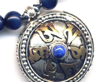 Bohemian Gypsy Indian Tibetan Dorje Turquoise, Coral, Lapis Inlay Silver Metal Earrings #36