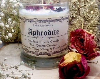 Aphrodite Goddess of Love and Beauty Candle~witchcraft candle, witch oil, greek goddess, Freyja, Hecate, Moon Goddess Oil Magick, gypsy