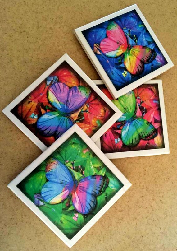 Coasters Coaster Butterflies Butterfly Ceramic Tile