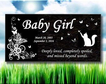Economy Personalized Cat Memorial Granite Stone Pet Grave Marker Pet Headstone Custom Engraved Garden Memorial Stone Gift 6"x12"