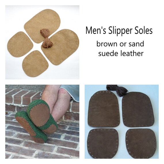 Leather nonslip slipper soles for men's by lavenderhillknits