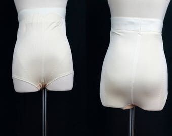 1970s High Waisted Shapewear Brief Girdle Underpants Granny Panties Body Shaper Waist Smoother Medium