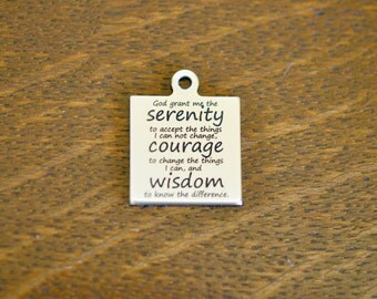 Serenity Prayer Stainless Steel Custom Laser Engraved Charm CC245