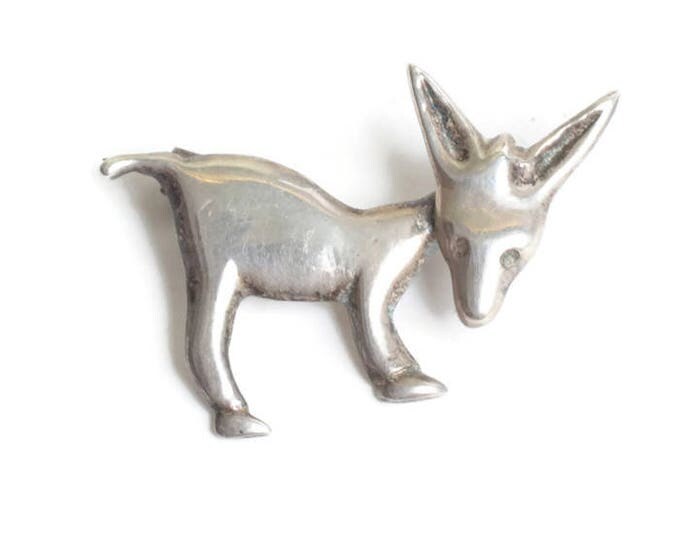 Silver Donkey Pin Mexico Movable Jointed Head