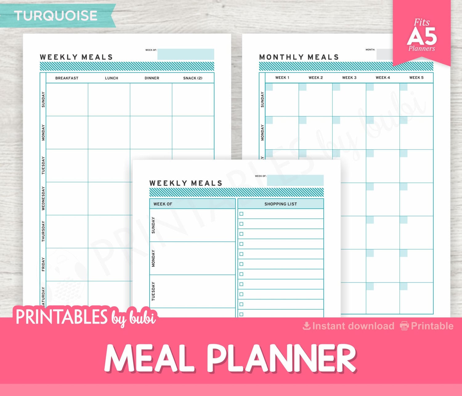 free planner printables a5 weekly meal planning