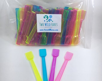 100- MINI SPATULAS, FREE Us Ship, for Sugar Scrub, Body Butter, Body Frosting & Testers, Mixed Color Assortment