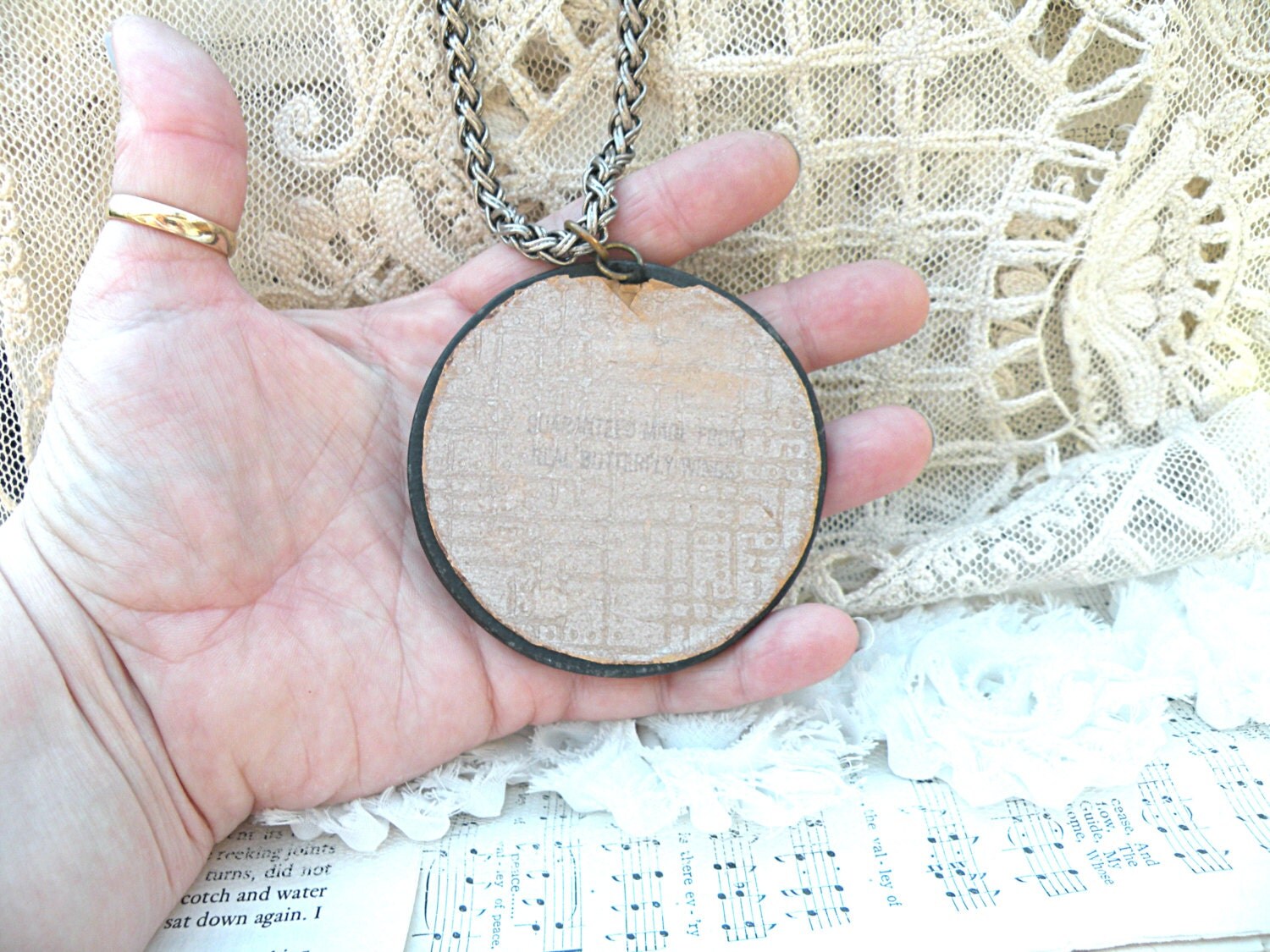 religious assemblage necklace religious statement pendant
