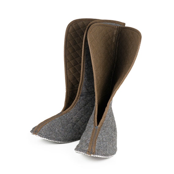 14 High Wool Felt Boot Liners with Thinsulate Gray