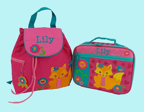 Child's Personalized Stephen Joseph Toddler FOX Backpack and Lunchbox School Set-Monogramming Included