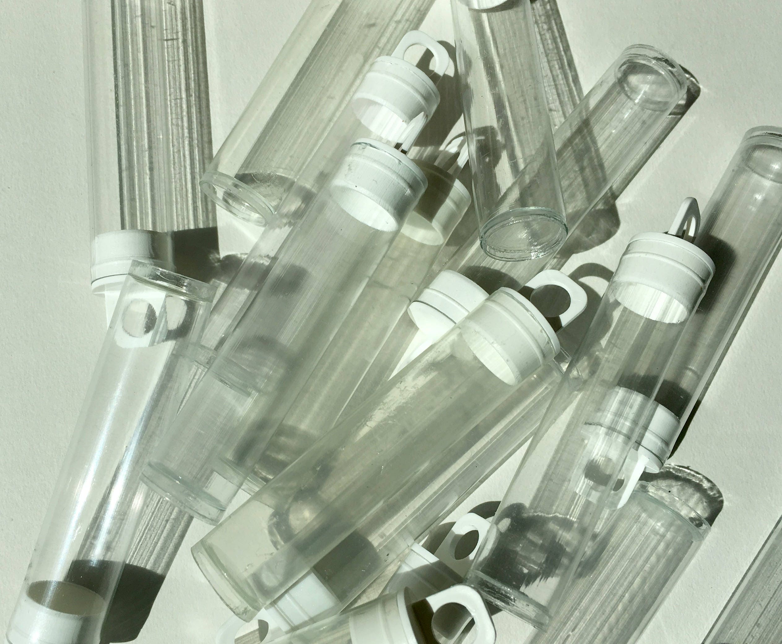 Plastic Bead Vials (50) . DESTASH Bead Storage Clear Tubes 21/4" x 9/16" Hangtab Bead Supplies