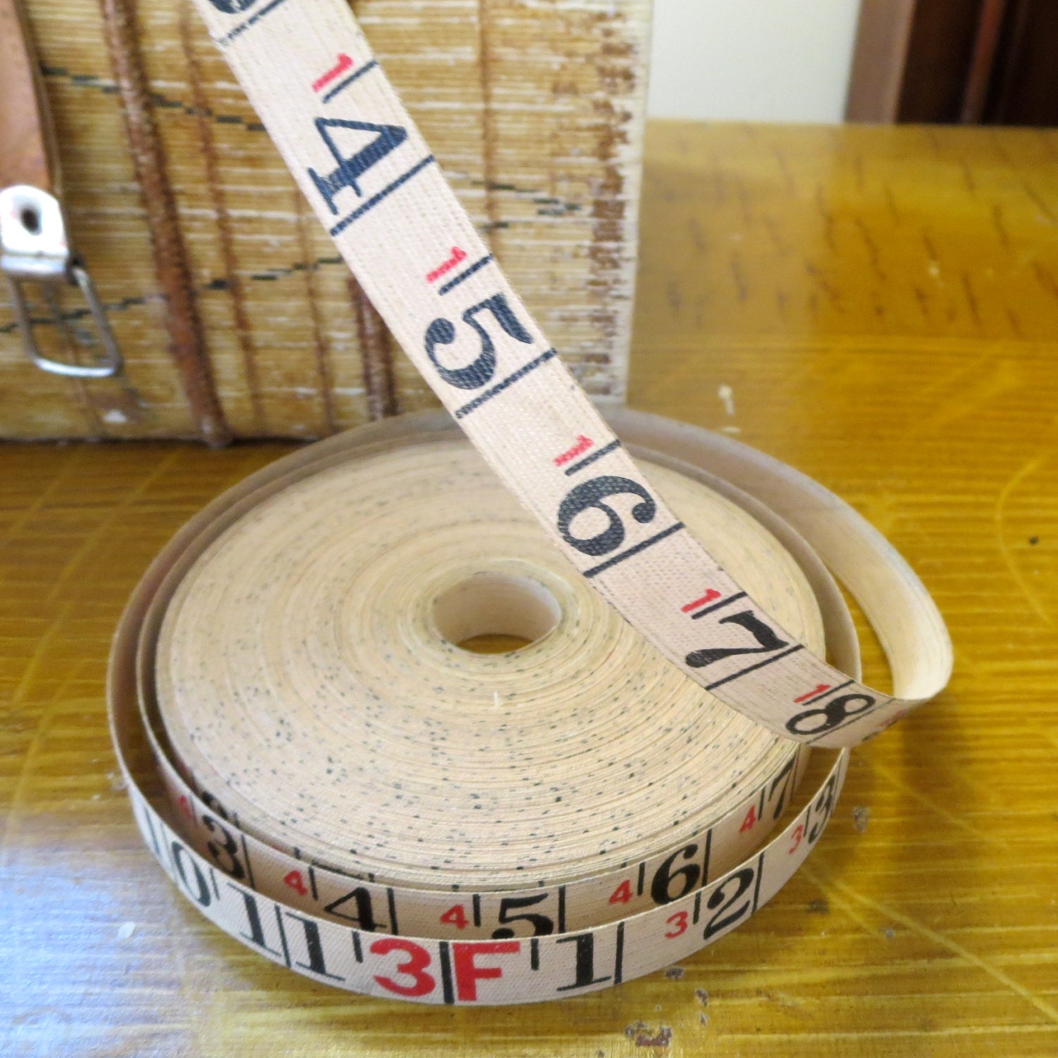 vintage linen tape measure 2 yards of measuring tape