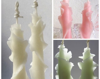 Set of 2 Beeswax Rose Tapers Unadorned, Unique Taper Candles, Decorative Candles, Gift, Home Accents, Table Decor, You Choose Color & Size