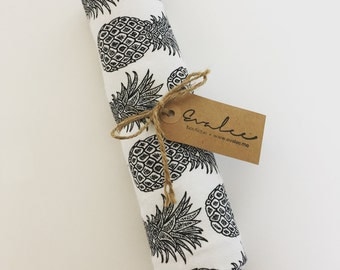 Pineapple Swaddle Blanket - Gender Neutral - Large Flannel Baby Blanket - FREE SHIPPING in USA