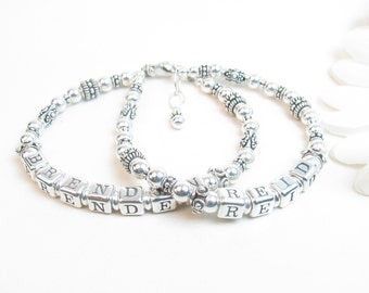 Mothers Bracelet // Grandmother Bracelet // Bracelet with Two Names // Adult Name Bracelet // Brag Bracelet // Silver Name Bracelet