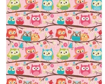 Riley Blake Designs "Happy Flappers" by Kelly Panacci Owl Pink Main K4021