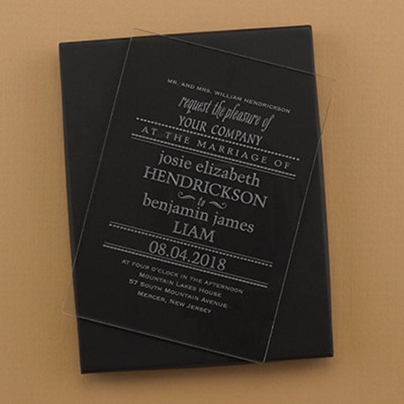Acrylic wedding invitations by Calligraphywithstyle on Etsy