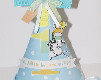 Oh the Places You'll Go Birthday Hat - Colors can be changed