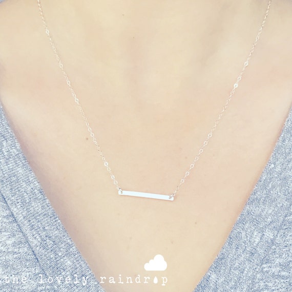 SALE Sterling Silver Tiny Bar Necklace Dainty Small Bar