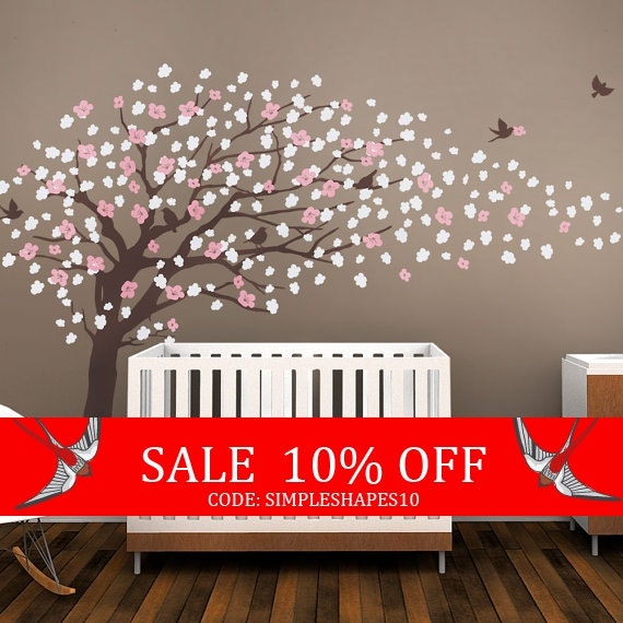 Sale Tree Wall Decals Cherry Blossom Tree Decal by SimpleShapes
