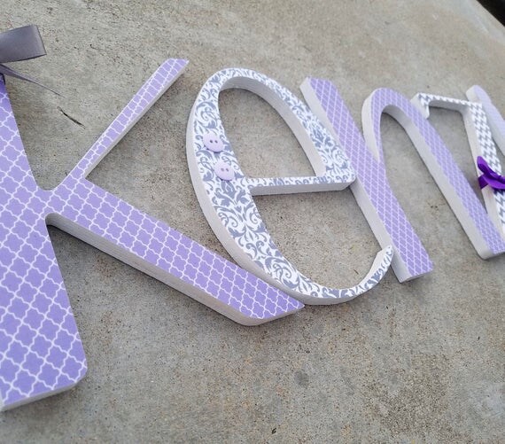 Wood Name Letters Hanging Wall Decor Baby Girl Nursery