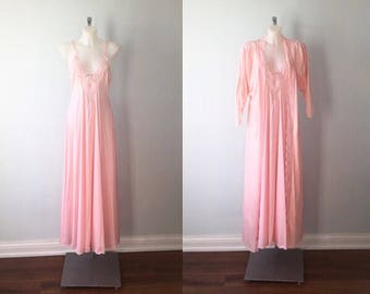 Vintage 1970s Darling Pink Peignoir Set, Darling Toronto, Pink Peignoir Set, Vintage Peignoir, Nightgown Robe Set, Vintage Lingerie