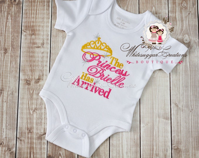 Baby Princess Arrived Outfit - Custom Personalized Newborn Gown - Baby Girl Going Home Outfit - Coming Home Outfit