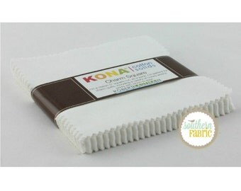 Kona White for Robert Kaufman-- Charm Pack -5 inch 42 Quilt Fabric Squares
