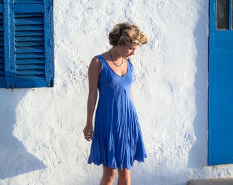 Linen Dress / Short Dress/ Bright Blue Dress / Summer Dress / Pure Linen /Holiday Dress / Sundress