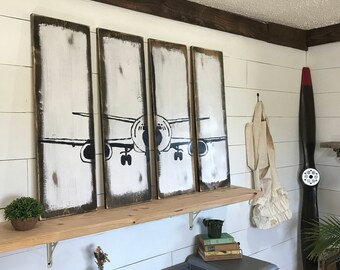 Airplane Decor - Pilot Gift - Aviation - Airplane Nursery Decor - Rustic Wall Decor- Airplane Art - Gift for Pilots- Travel Theme Decor