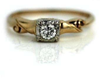 Antique Engagement Ring Anniversary Ring For Her .20ctw Art Deco Diamond Ring 14k White Gold Ring 1940s Estate Diamond Ring Anniversary Ring