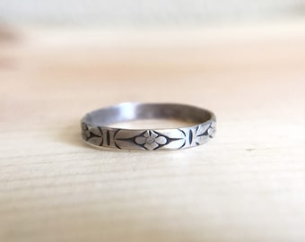 Thin Sterling Pattern Band Ring