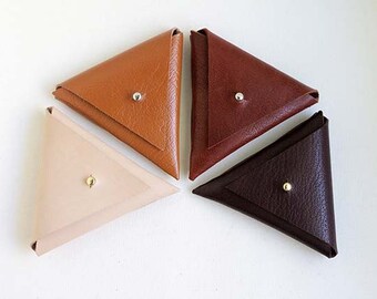 Leather Coin Pouch, Triangle Coin Purse, Ear Phone or Cord Organiser