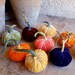 10 Mini Silk Velvet Pumpkins with Real Pumpkin Stems - #317