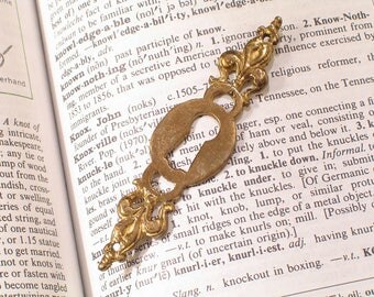 Brass FLEUR Furniture Keyhole Escutcheon - Antique Victorian Hardware