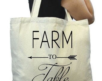 Canvas Grocery Bag,Farm to Table , Thick Tote Bag, Reuable Grocery Tote Bag