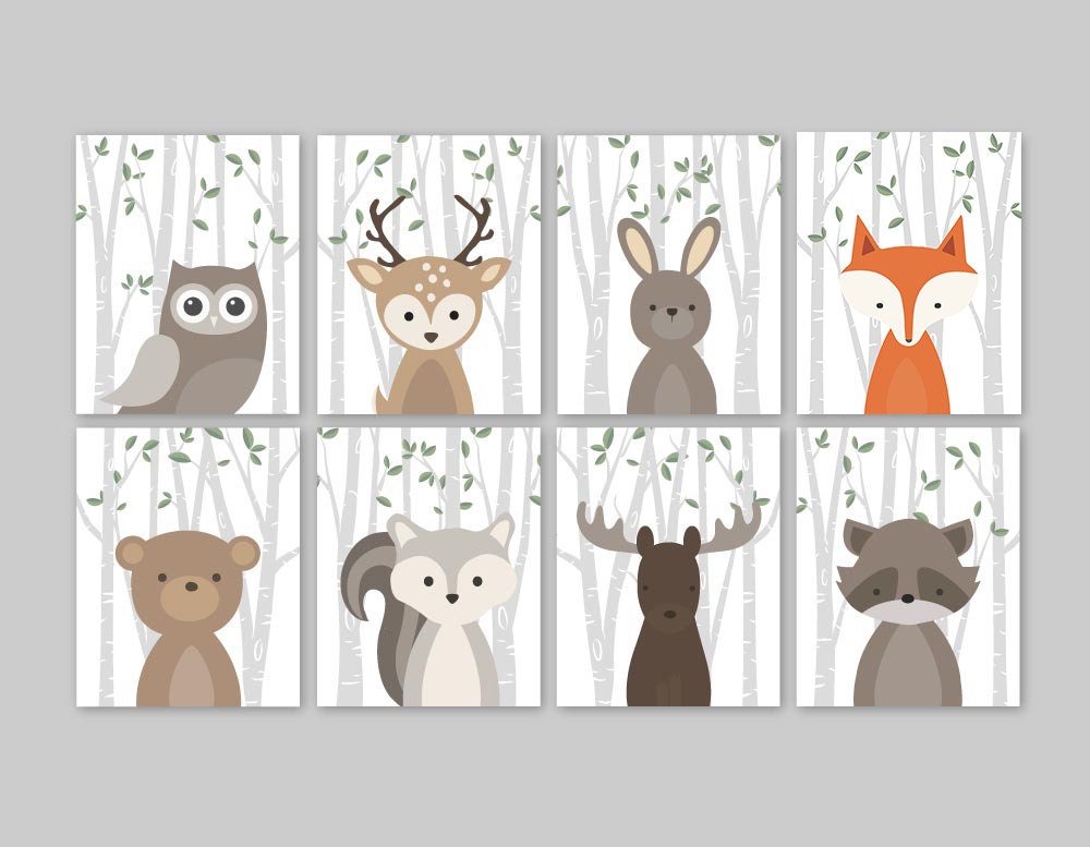 Woodland Nursery Prints Set Woodland Nursery Forest Animals