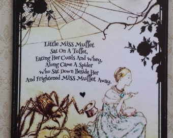 Little Miss Muffet Decorative Wall Hanging Plaque Handmade