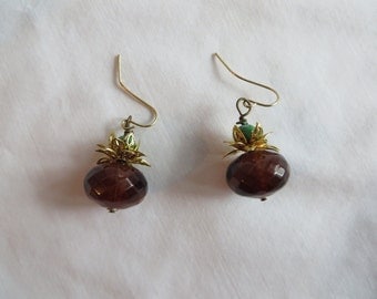 Pumpkin Earrings on Gold Ear Wires, pumpkin, earrings dangle