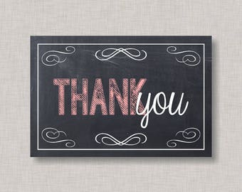 Thank You Card, Baby Shower Thank You Card, Girl Baby Shower, Chalkboard Thank You Card, Printable Thank You Card