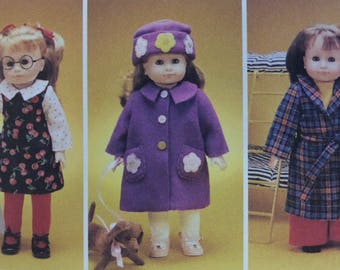 18 INCH DOLL CLOTHES Pattern • McCall's 2506 • Doll Wardrobe • Doll Overalls • Doll Coat • Doll Tights • Craft Patterns • WhiletheCatNaps