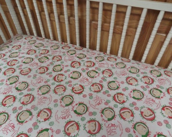 Elf on the Shelf . Holiday Baby Crib or Toddler Bed Cotton Fitted Sheet
