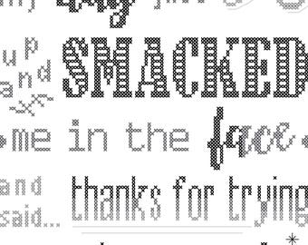 Subversive cross stitch pattern/funny cross stitch pattern/cross stitch humor/cross stitch chart/my day just smacked me in the face/PDF File